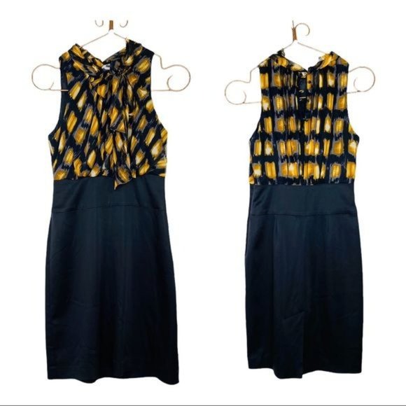 BGBG MAXAZRIA Silk Sheath Dress Ruffle Tie, Halter Top, Mid Length, Sleeveless - Picture 11 of 12